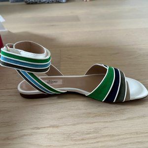 NWT Valentino Garavani Leather-trimmed Color-Block Suede Sandals in Size 35(5)